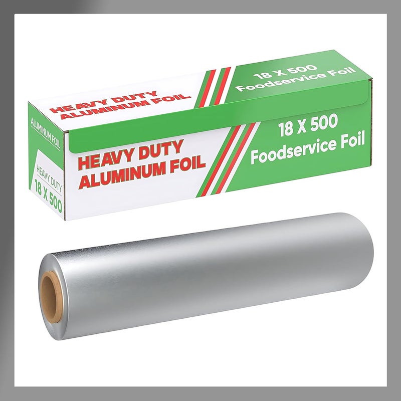 Pokanic Aluminum Foil Wrap Roll 18 in x 500 ft Heavy Duty Commercial and Home Use for Food, BBQ, Grilling, Cooking, Baking, Roasting, Party (18 in x 500 ft, 1 Pack) - Image 1